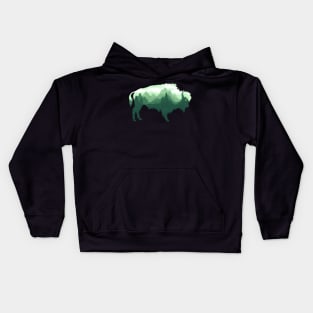 Dramabite Bison Buffalo Double Exposure Surreal Wildlife Native Animal Kids Hoodie